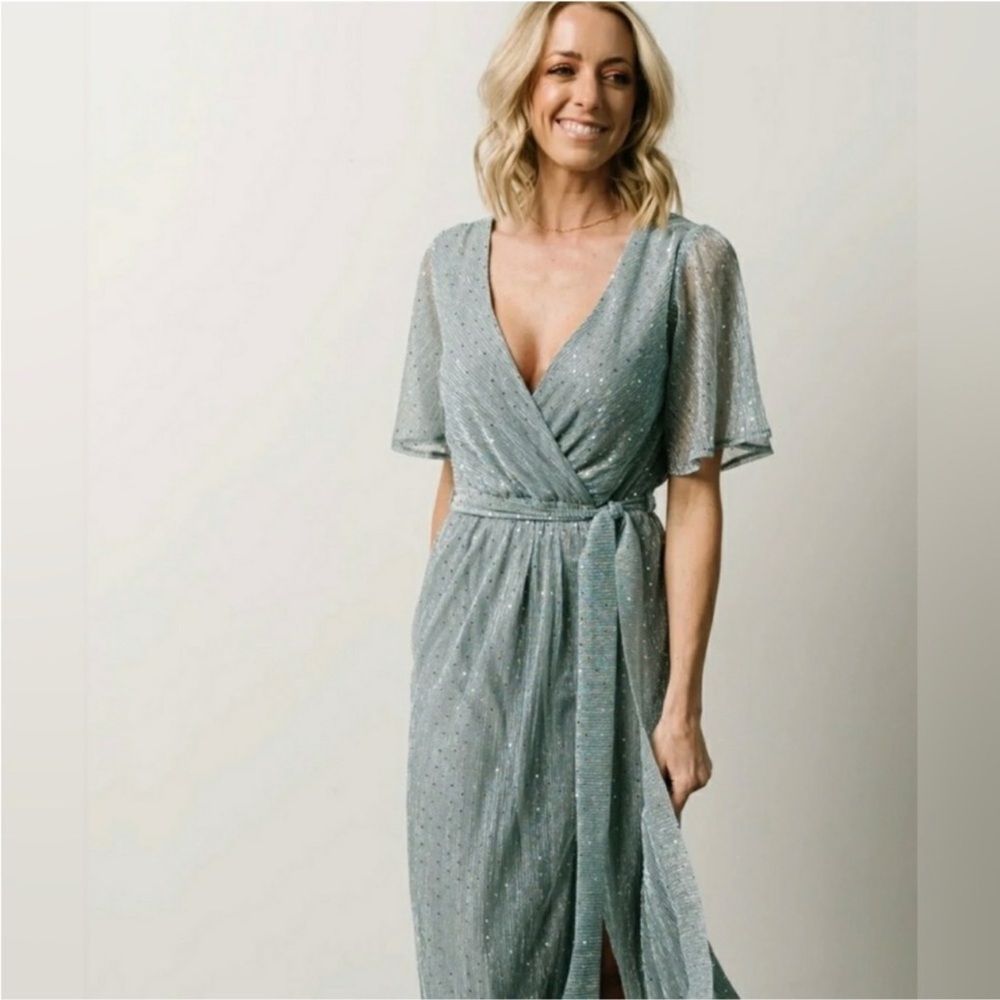 Baltic Born Grace Sparkle Gown | Dusty Blue - Size M - Picture 2 of 8